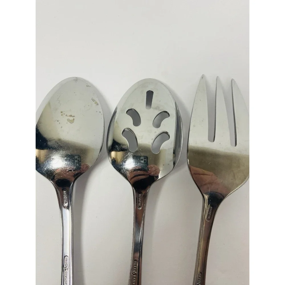 Belle Grove Reed & Barton Select Serving Set Stainless Flatware Spoons Meat Fork
